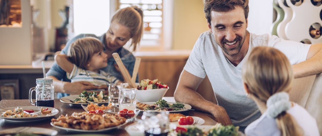 family eating dinner together