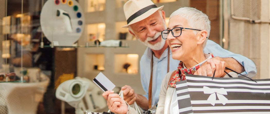 older couple shopping for pottery