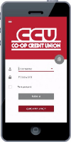 Smart phone showing CCU Mobile online banking app